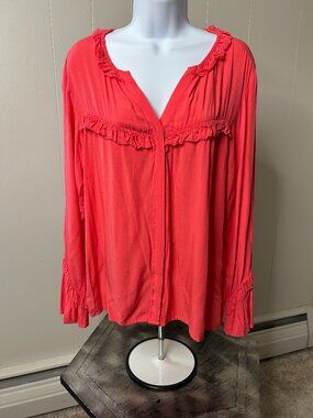 Large Velvet Heart orange long sleeve top new with tags.